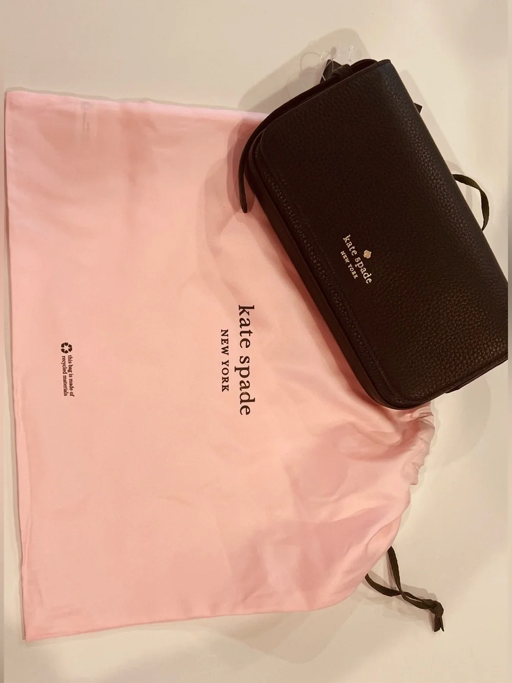 Kate Spade Juliette Mini Pebbled Leather Crossbody Bag Black w/dust bag  NWT